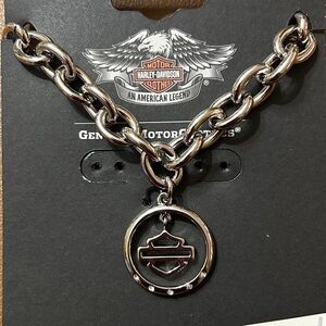 Harley-Davidson Silver and Black Chain Necklace